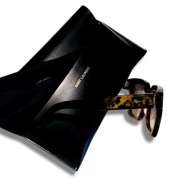 Yves Saint Laurent Black & Tortoise Leopard Print Sunglasses - Picture 2 of 10
